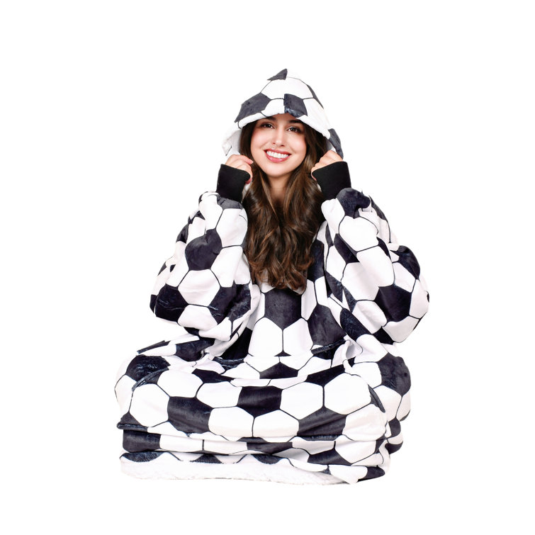 Tirrinia Fun Printed Oversized Wearable Blanket Hoodie Sweatshirt